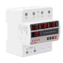 Releu tifazic, selector de faza, cu iesire monofazic, SINOTIMER, alege cea mai buna faza, 63A, recuperare automata